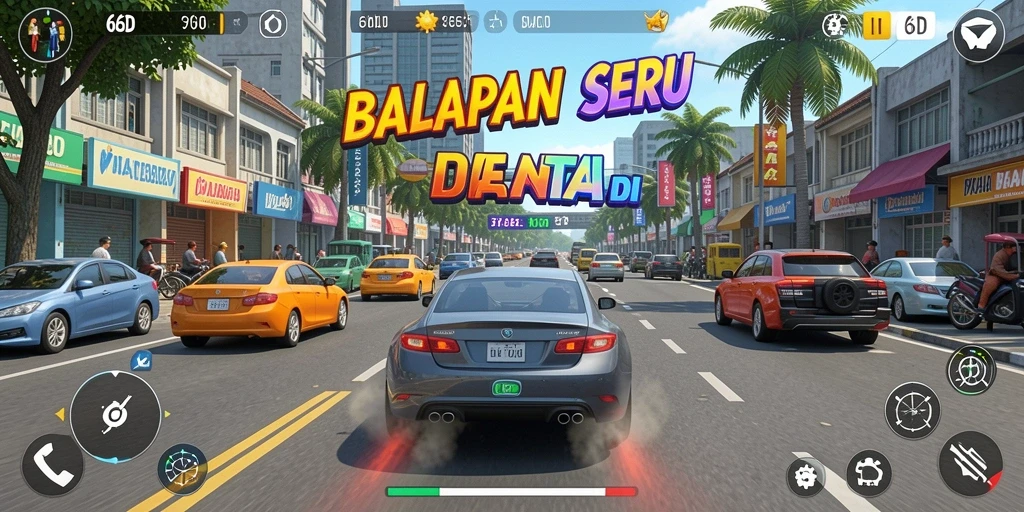 Tampilan epic gameplay balapan dalam 66D yang memukau.