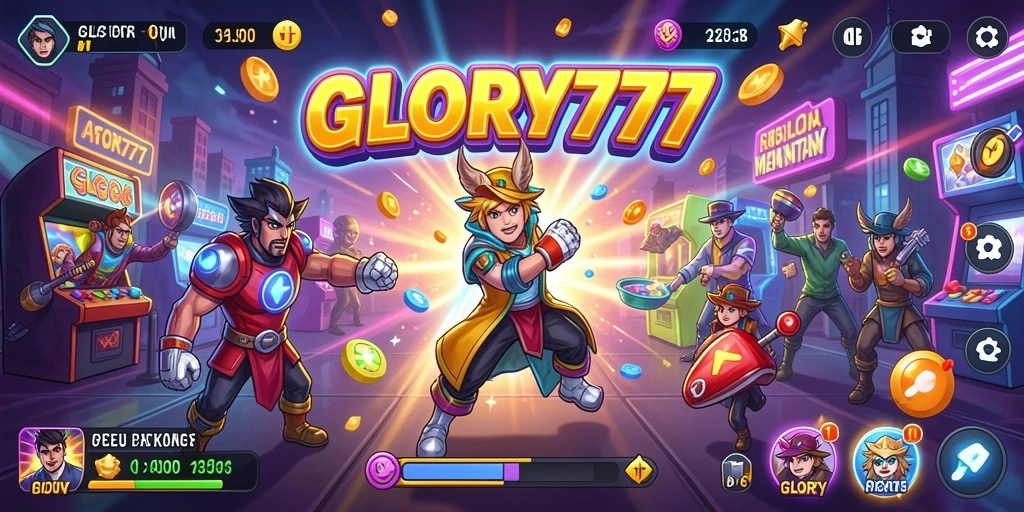 Tampilan seru gameplay GLORY777 dalam aksi Arcade.
