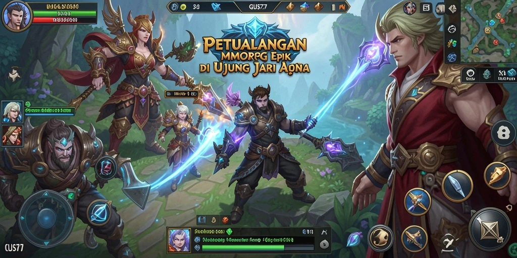 Screenshot GUS77 menampilkan pertempuran mendebarkan di dunia MMORPG.