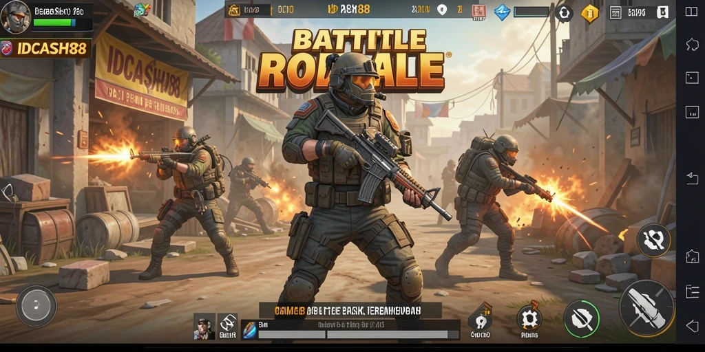 Gameplay seru IDCASH88 dalam pertempuran Battle Royale.