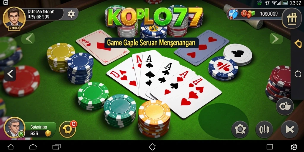Screenshot gameplay Gaple KOPLO77 yang seru dan interaktif.