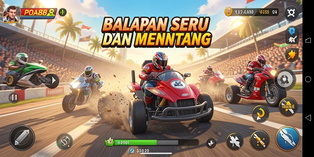 Tampilan gameplay seru dan menegangkan dalam POA88 dengan kecepatan tinggi.